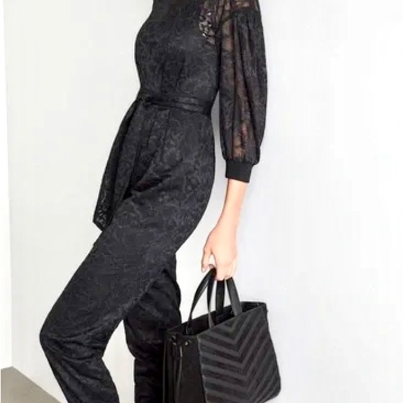 New! BCBG Lace Puff Sleeve Jumpsuit XXS - Picture 2 of 10